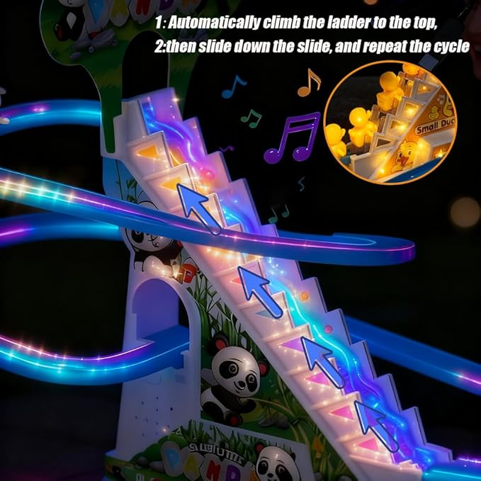 Dinosaur Climbing Toy Set Electric Light Slide Climbing Toys for Automatic Stairs,Playful Santa Race Game Christmas Roller Climbing Toys with LED Light and Music for Toddlers Boys Girls