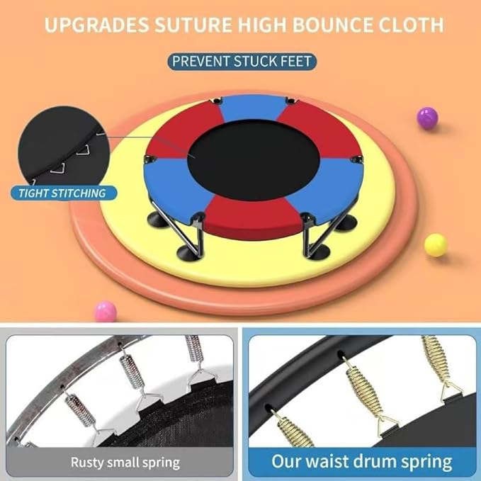 Trampoline for Kids, Upgrade Full Anti-Rust 440lbs Indoor Outdoor Toddler Trampoline with Net, 55" Adjustable Baby Toddler Trampolines Accessories Dart Board