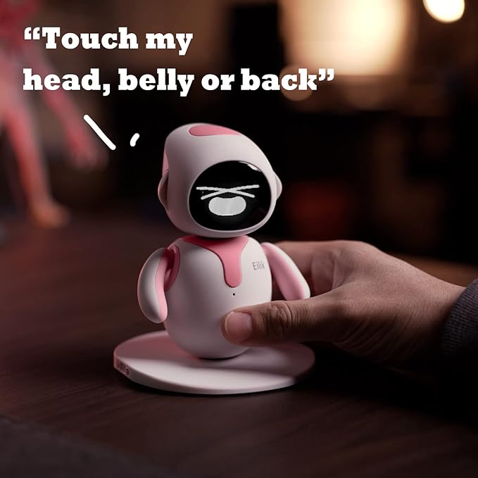 ENERGIZE LAB Eilik Pink - Touch Interactive Toys, Cute Robot Pets with Abundant Emotions. Idle Animations&Mini-Games, Unique Gift for Girls & Boys. Support Update.