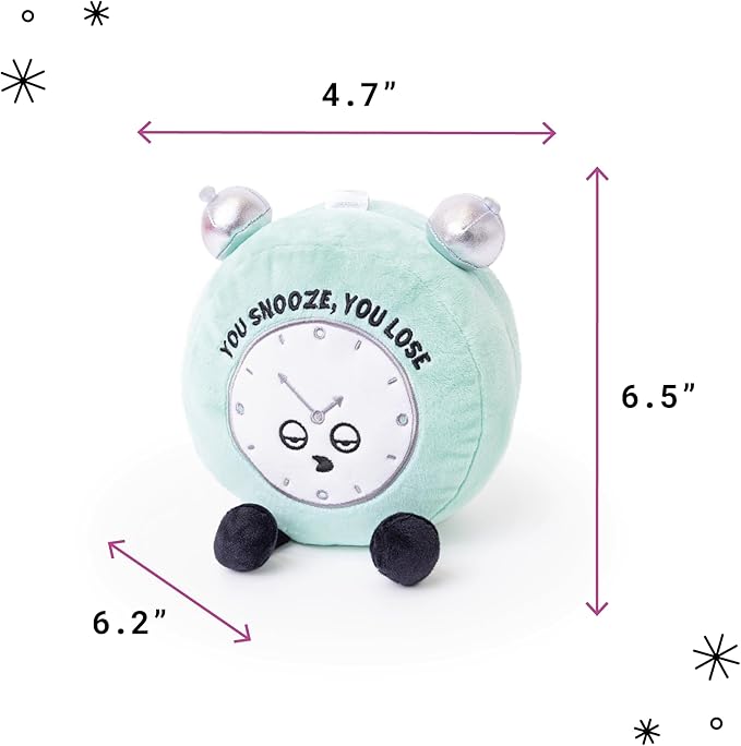 Alarm Clock Plushie - You Snooze, You Lose Funny Clock Plush, Sassy & Novelty Plush Toy for Gifting