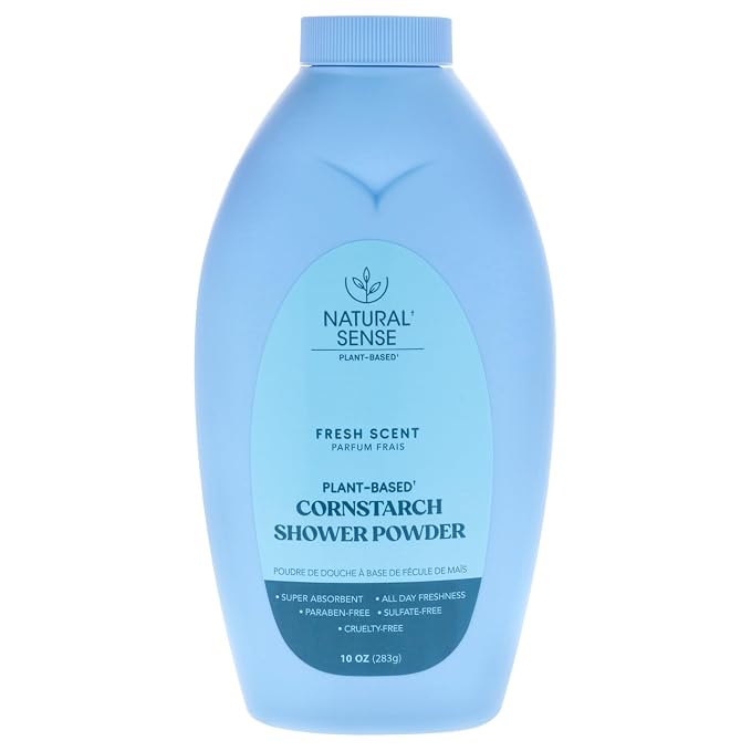 Dr. Natural Natural Sense Plant-Based Cornstarch Shower Powder - Fresh Scent for Unisex - 10 oz Powder