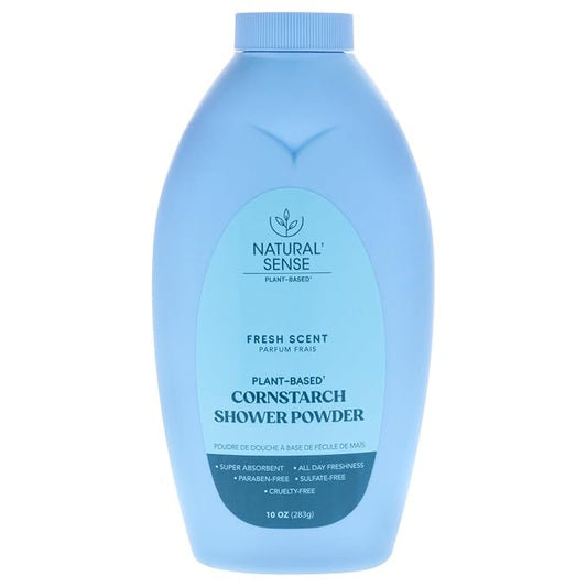 Dr. Natural Natural Sense Plant-Based Cornstarch Shower Powder - Fresh Scent for Unisex - 10 oz Powder