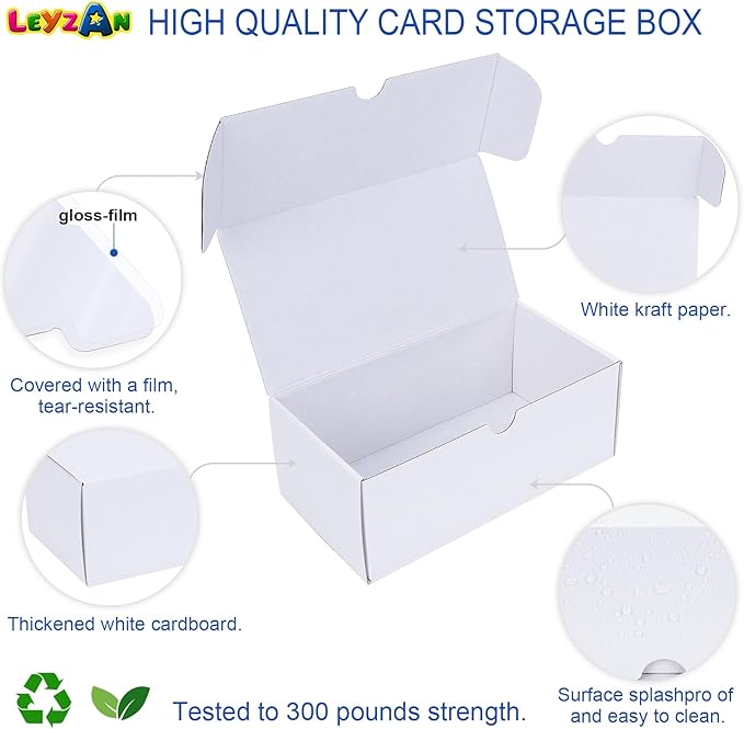Trading-Card Storage Box, 4-Pack • 400 Count Corrugated Cardboard Storage Box with dividers & labels for TCG/Magic/Mtg Storage and Collection, 7 INCH Horizontal