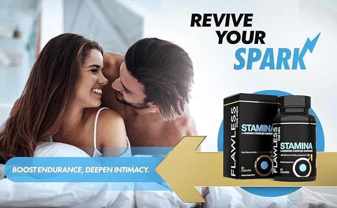 FLAWLESS FOR MEN Stamina | Extra Firm Hard On Pills | Fast Acting L-Arginine, L -Citrulline & Nitric Oxide Supplement for Men | Promotes Male Vitality, Blood Flow and Endurance | 60 Capsules