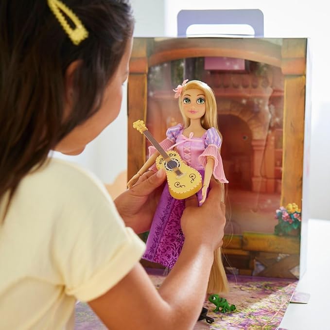 Disney Store Girl's Princess Story Doll (Rapunzel from Tangled) 11 Inches, Includes Coloring Book and Additional Dress, Princess Doll in Classic Outfit, Princess Toys