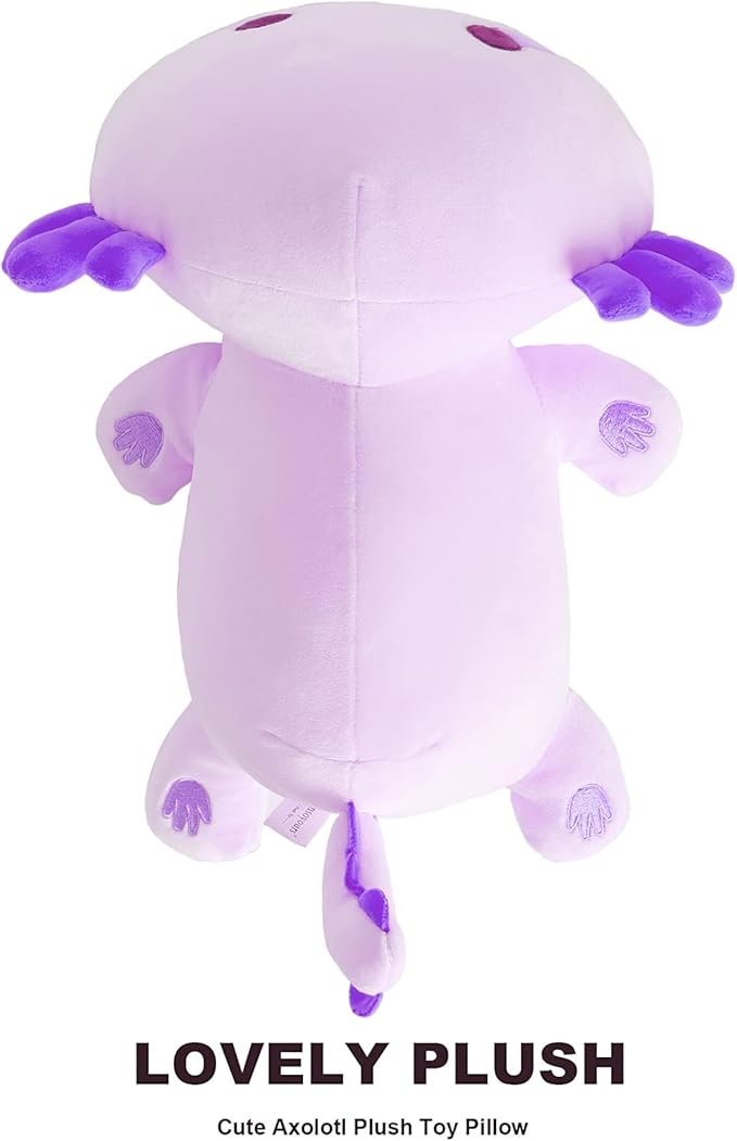 Onsoyours Cute Axolotl Plush, Soft Stuffed Animal Salamander Plush Pillow, Kawaii Plush Toy for Kids (Pruple Axolotl, 13")