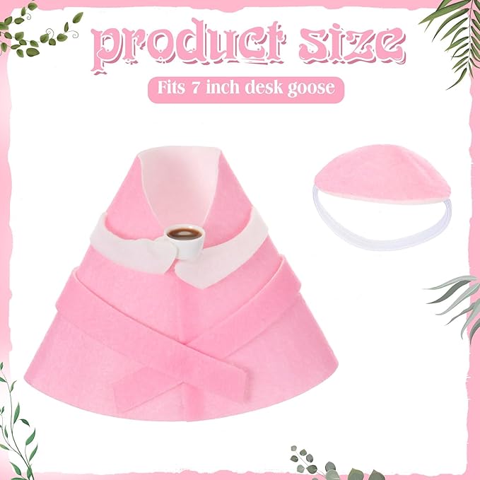 Soulchen 7" Desk Goose Tired Granny Mamma Robe Self Care Outfit Mini Desk Geese Cute Costume for Geese Figurine Desktop(Pink)
