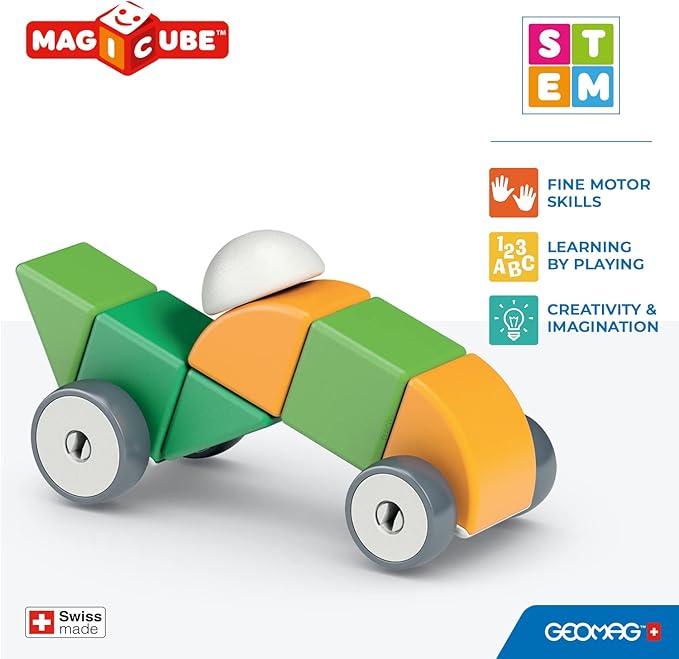 Geomag Magicube 13pcs Magnetic Blocks - Magnetic Building Blocks for Toddlers 1-3, Montessori Toys for 1+ Year Old, Autism Sensory Product, Magnets for Kids