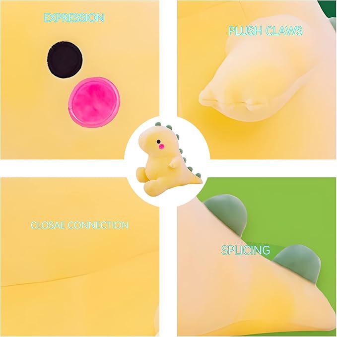 Cute Dinosaur Plush Toys Fat Dinosaur Stuffed Animals Toys Dolls Dinosaur Plush Toy Soft Stuffed Animal Dino Plushies Doll Cute Birthday Gifts for Kids Girls Boys (Yellow,13in)