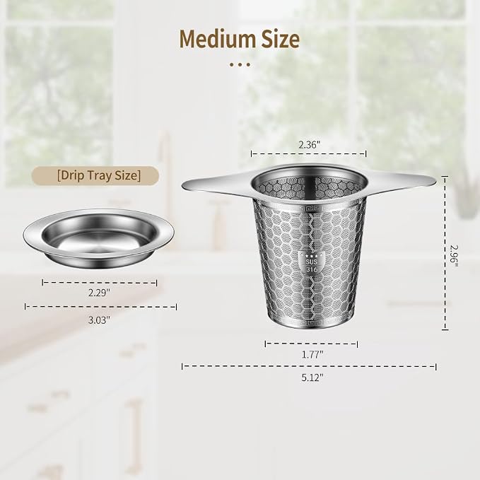 2Pack Tea Infuser Strainers, 316 Stainless Steel Loose Leaf Tea Strainer Stepper with Double Handles, Extra Fine Mesh Ball Infusers, Diffuser Holder Filter for Mugs