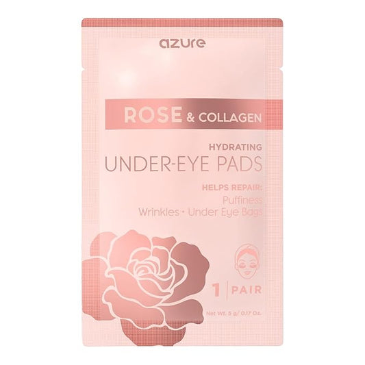 AZURE Rose & Collagen Hydrating Under Eye Pads - Anti Aging, Revitalizing & Moisturizing Eye Mask Patches - Reduces Fine Lines, Wrinkles, Dark Circles & Puffiness - Skin Care Made in Korea - 10 Pairs