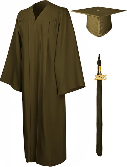 GraduationMall Matte Graduation Gown Cap Tassel Set 2025 for High School and Bachelor