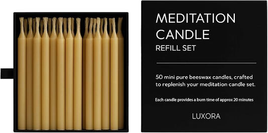 20 Minute Pure Beeswax Candles, Beeswax Meditation Candles, Refill Pack of 50 Mini Candles, Stress Releif Gifts for Women,Non Toxic Candle Made in Australia (Refill Pack 50pcs)