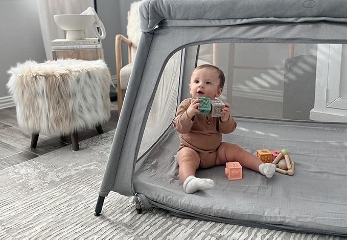 Newton Baby Fitted Sheets for Travel Crib & Play Yard Floor Pad (2-Pack) - Ultra-Breathable, Washable and Ultra-Soft, 100% Muslin Cotton, 34" x 48", Grey