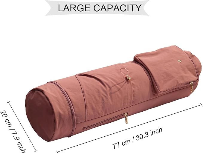 ESVAN Yoga Mat Bag with Multi Pockets Drawstring Yoga Mat Carrier Pilates Exercise Multi-Functional Storage Bag