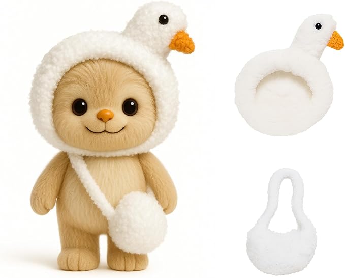 17cm Doll Clothes Outfit (No Doll), Stylish Cute Plush Doll Clothes with Designer Accessories, Clothes for 17cm Dolls, White Swan Style