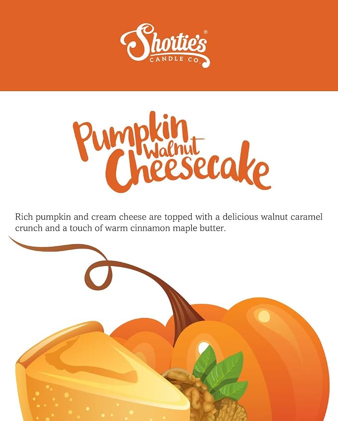 Shortie's Candle Company Pumpkin Walnut Cheesecake Premium Wax Melts 4 Pack - 12 Oz., Strong & Long Lasting, Non-Toxic - Made with Essential & Natural Oils - Formula 117