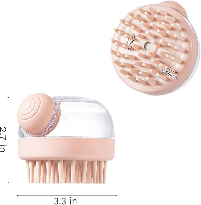 Scalp Massager Hair Growth,Pink Silicone Hair Massager Scalp Brush with Shampoo Dispenser for Relaxing and Cleansing