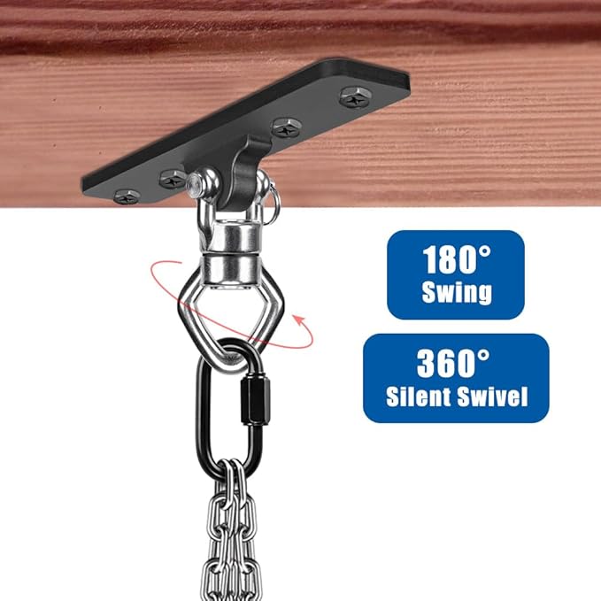 2Pack Ceiling Mount Swing Hanger with Bearing 900 LB Capacity Heavy Bag Hanger 360° Swivel Hook Hanging Chair Mount Stainless Steel Swing Hardware for Aerial Silks, Punching Bag, Hammock, Porch Swings