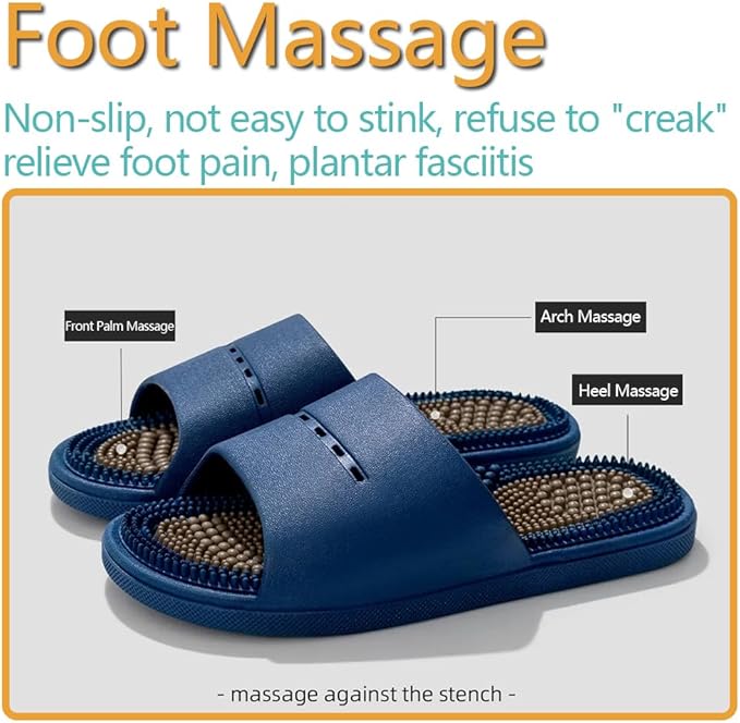Acupressure Massage Slippers Acupressure Foot Massager Shoes Reflexology Sandals Gift for Men Women Reduce Feet Neuropathy Pain Relief and Tension (Black,US women10.5-12/men9-10.5)