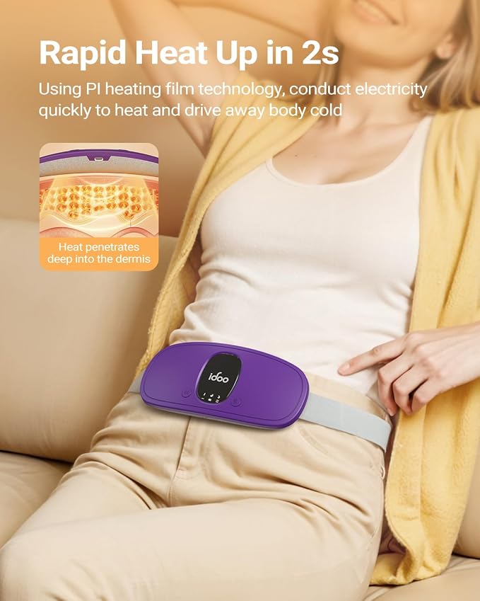 iDOO Heating Pad for Cramps, FSA Eligible Items Only List, Portable Cordless Heating Pad, Electric Waist Belt Device for Cramps Pain, Gifts for Girlfriend Mom Wife Women (Deep Purple)