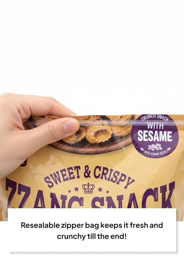 Korean Food O!Snack Honey Sweet Sesame Crispy Snack Family Pack 2.16 lb | Sweet and crispy honey-flavored snack with sesame in a large 2.16 lb family pack, perfect for sharing.