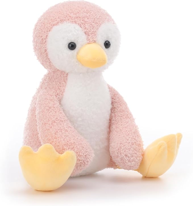 Apricot Lamb Pink Velvet Penguin Stuffed Animals for Kids, Soft Cute Plush Toys for Baby Girl and Boy, 8.5 Inches