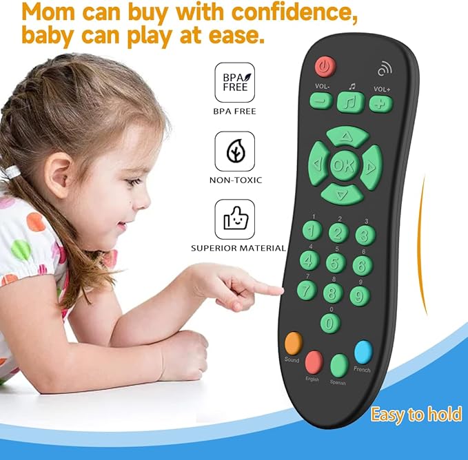 Baby TV Remote Control Toy with Light and Sounds, Kids Musical Early Education Learning Realistic Toddler Remote Toys for Preschool Infant Toddlers Boys Girls Child 6M+