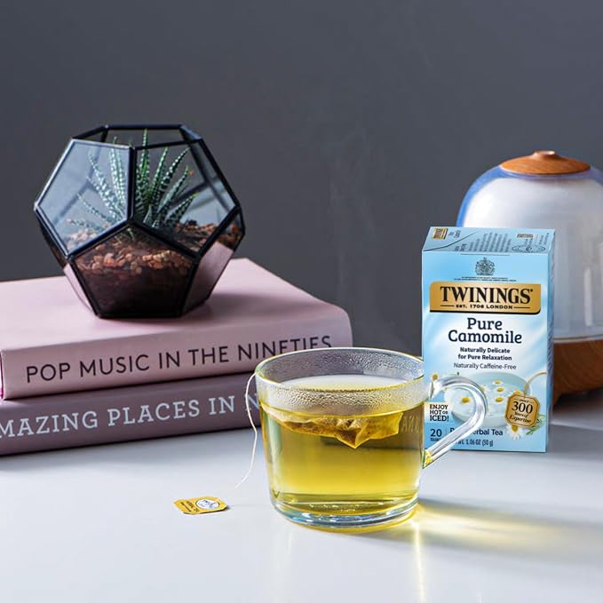 Twinings Camomile Herbal Tea Bag Variety 2-Pack – Pure + Honey & Vanilla Naturally Caffeine-Free Teas, 20 Count Each