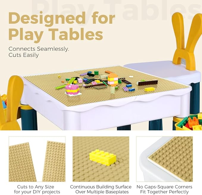 Classic Baseplates Building Plates-8 Pack 10" x 10" Building Boards,100% Compatible with All Major Brands and Activity Table, Creative Platforms Mats for Toy Bricks,Sand