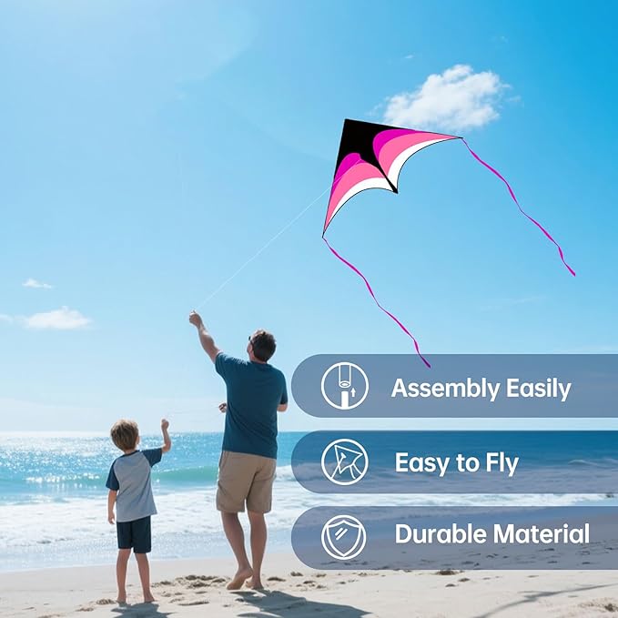 Kites for Kids and Adults, Easy to Fly for Beach, Single Line Kite Set for Beginners