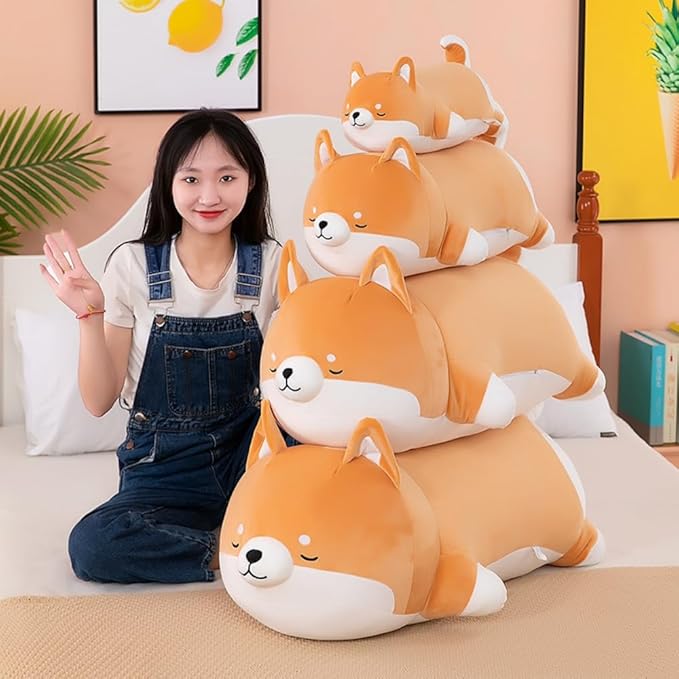 Chubby Plush Shiba Inu Toy Pillow Stuffed Animal Dog Akita Plush Pillow Toy Hugging Pillow for Kids and Girls(70cm/27.5in)