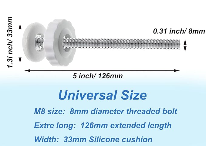 4Pcs Universal Baby Gate Threaded Spindle Rod, M8 (8mm) Replacement Bolt Part for Pet Pressure Mounted Safety Gates, Extra Long Baby Tension Gate Extender (White)