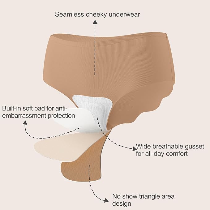 Camel Proof Seamless Underwear for Women 3 Packs No Show Invisible Cheeky Panty Liners Workout Gym Yoga Panties