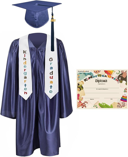 GraduationMall Kindergarten Graduation Cap Gown Stole Package with 2025 Tassel, Certificate