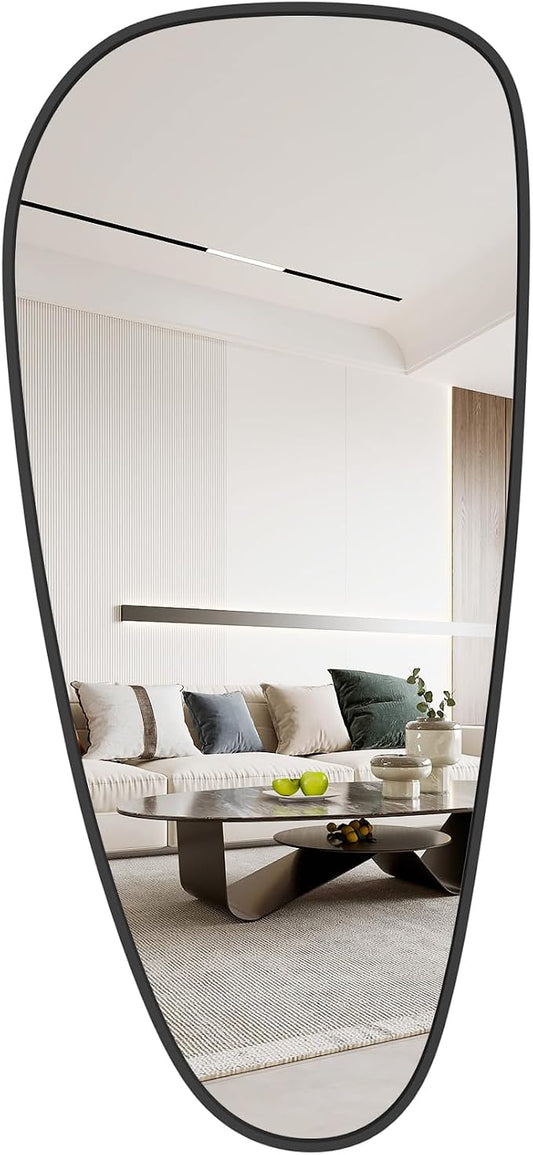 Asymmetrical Mirror, Irregular Wall Mirror, Wall Mirrors Decorative for Bedroom Living Room entryway Hall, Wall Mirror for mid Century Modern Decor 48" H x 22" W, Black