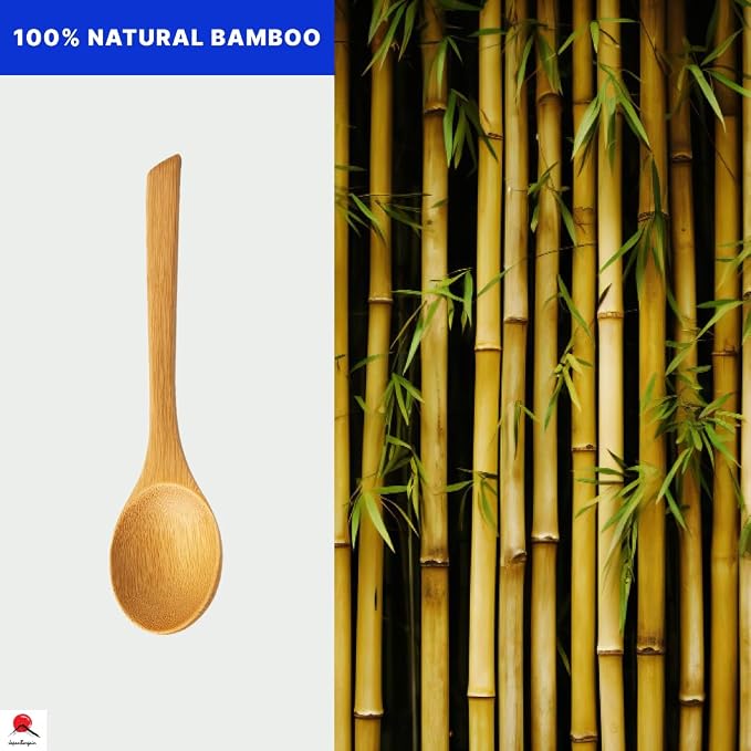 Long Bamboo Soup Spoons Set of 6, 8.5 Inch Wooden Dinner Spoons for Soup Ramen Cereal Rice, Reusable Eco Friendly Kitchen Eating Spoons, Japanese Style Bamboo Tableware