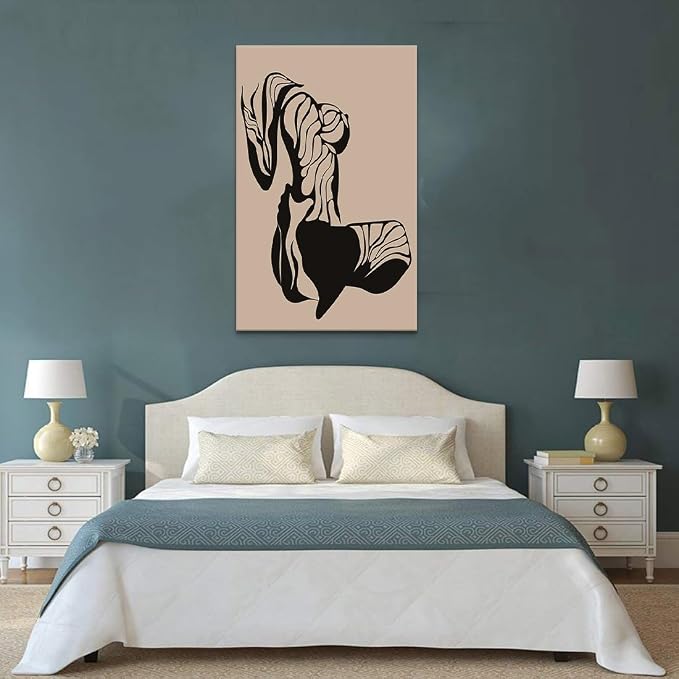 Yeesjoee Large Abstract Sexy Line Wall Art, Female Body Outline Canvas Prints, Minimalist Modern Elegant Nude Decor, Woman Portrait Pictures for Living Room Bedroom Home Decoration, 28x44 in Framed