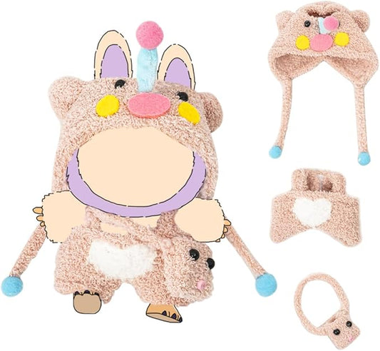 Clothes for 17cm Dolls(NO Doll) Outfit with Accessories Suit Cute Stylish Dress Up Set Pink Pig