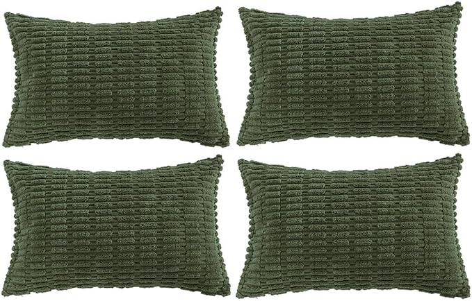 Fancy Homi 4 Packs Decorative Throw Pillow Covers for Living Room Couch Bed, Modern Farmhouse Boho Home Décor Accent Cushion Case, 24" x 14", Olive Green