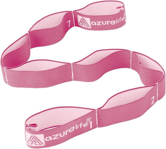 A AZURELIFE Elastic Yoga Stretching Strap, Multi-Loop Stretch Strap for Physical Therapy, Pilates, Yoga, Dance & Gymnastics Exercise and Flexible Pilates Stretch Band