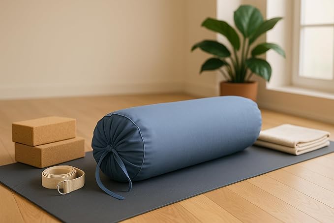 Round Bolster Cover Cervical Neck Roll Cotton Pillowcase for Cylindrical Pillow with Drawstring Closure Neck Pillow case 6" x 18" (15 x 45 cm) Grey