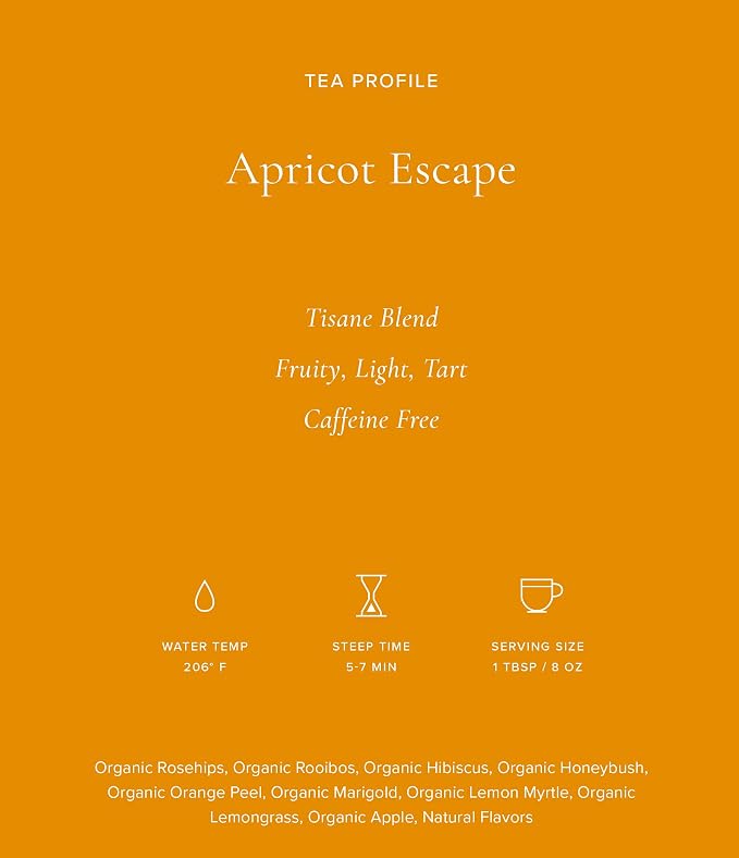 Art of Tea | Apricot Escape - Caffeine Free | 50 Pyramid Tea Bag Sachets