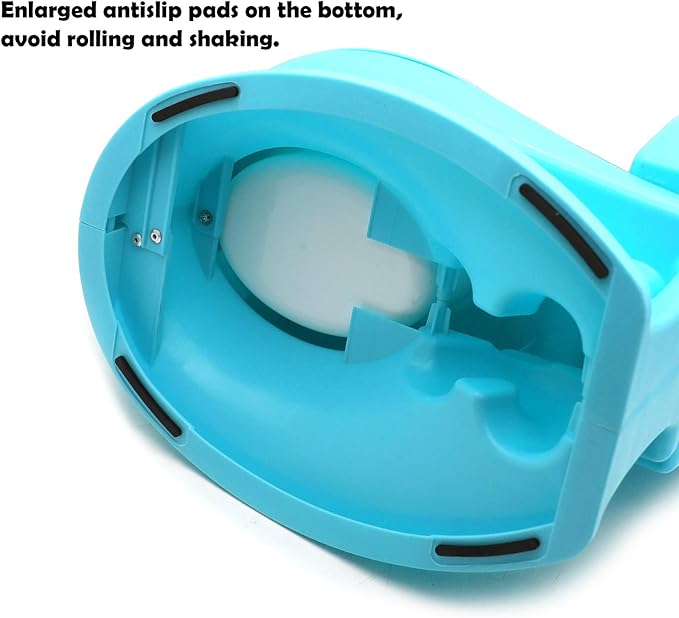 HTTMT- Blue Portable Toddler Potty Training Toilet w/Flushing Sound Baby Chair Seat Kid (Center Push Flushing) [P/N: ET-BABY004-BLUE]