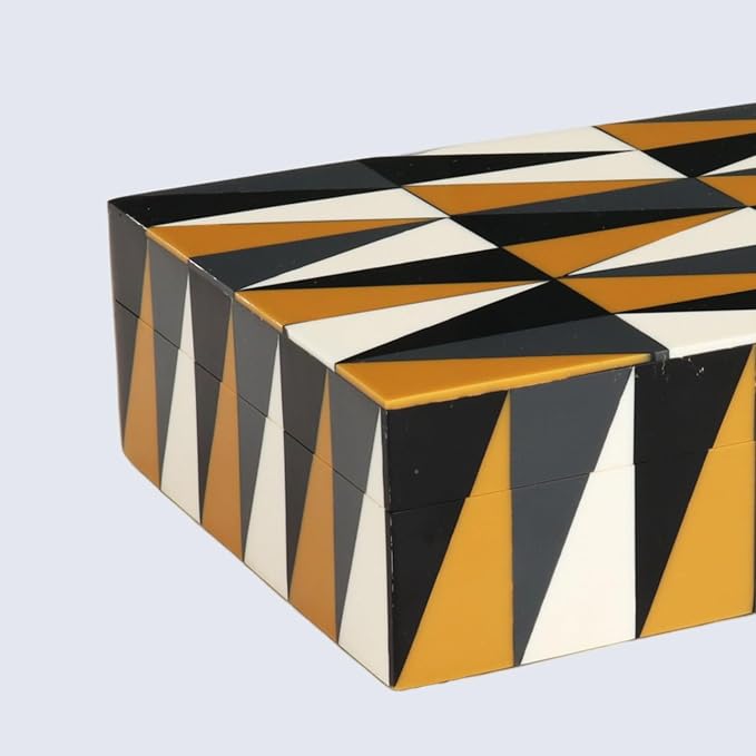 Handicrafts Home Large Decorative Storage Box with Lid, Coffee Table Storage Box, Decorative Remote Control Holder, Keepsake Storage Box for Living Room & Shelf Decor, Puzzle Guild 12 x 6 x 2