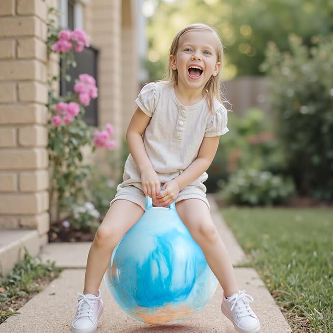 Upper Rider Clouds Hopper Ball for Kids,18 Inch Bouncy Ball with Handle,Inflatable Hopping Toys for Boys Girls Aged 3-8, Indoor Outdoor Jumping Toys Gift with Pump