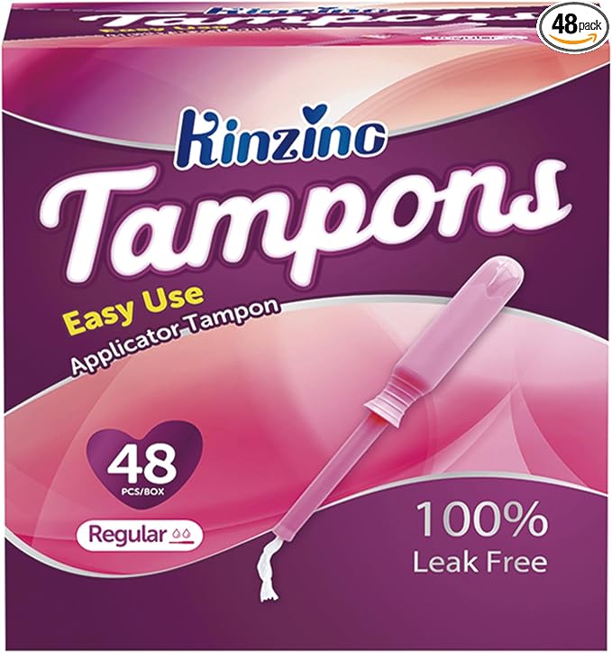 Cotton Tampons for Women Applicator Tampons Regular Absorbency Breathable Period Tampon Sport Leakguard Braid Dye Free Unscented 48 Count