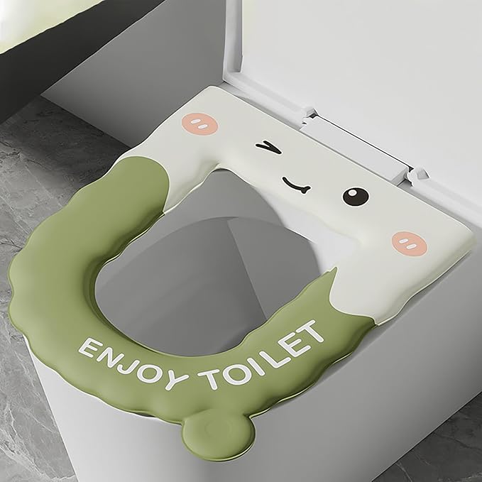 Thick Toilet Seat Cover, Kids Toilet Seat Covers For Bathroom, Waterproof Washable Eva Toilet Cushion Seat Warmer, Soft Close Toilet Seat Cushion For Seniors, Pressure & Pain Relief Comfort (Green)