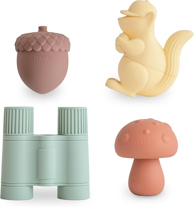 mushie Nature Bath Toys Play Set for Toddlers | 100% Food Grade Silicone | Mold Free, Pack of 4