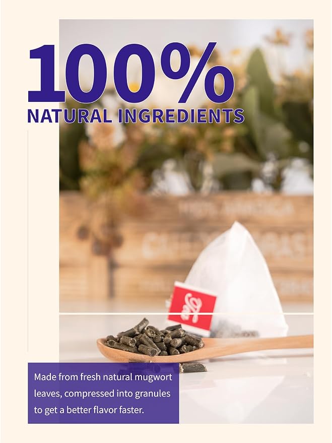 TeeLux Mugwort Tea Bags, 40 Count, Natural Mugwort Leaves, Caffeine Free, Biodegradable Corn Fiber Pyramid Tea Bags